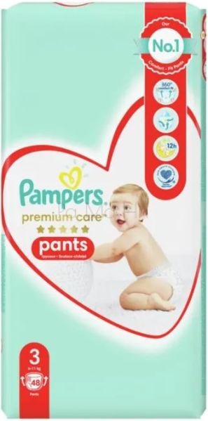 Pampers Premium Care 3 ( 6-11кг ) Pants Детски пелени-гащи, 48 бр.