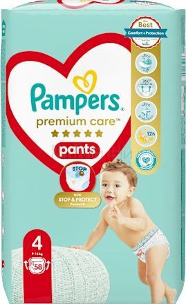 Pampers Premium Care 4 Pants Детски пелени-гащи Голям пакет, 58 бр.