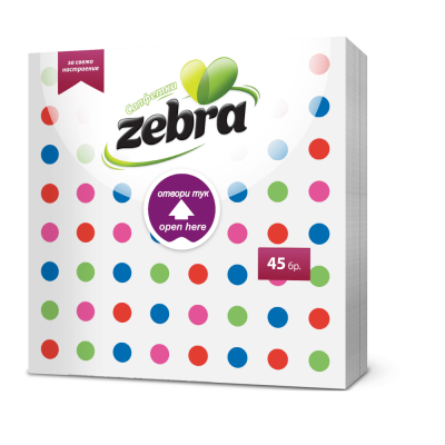 Zebra Салфетки точки 33х33см, 45 бр.