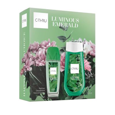 C-THRU Luminous Emerald Комплект за Жени (Натурален спрей 75мл + Душ гел 250мл)