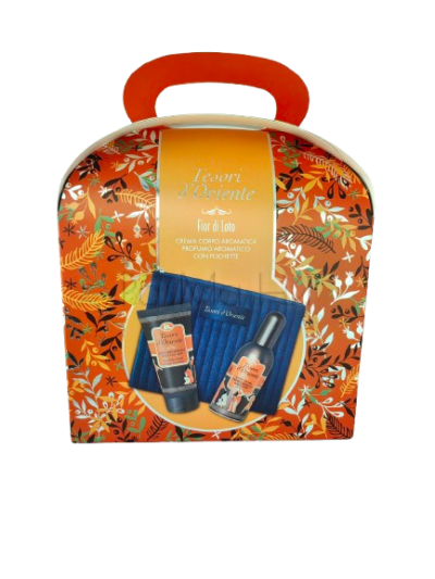 Tesori d'Oriente Fior di Loto Компллект за Жени (Ароматна тоалетна вода 100мл + Ароматен крем за тяло 75мл + Малка дамска чанта)