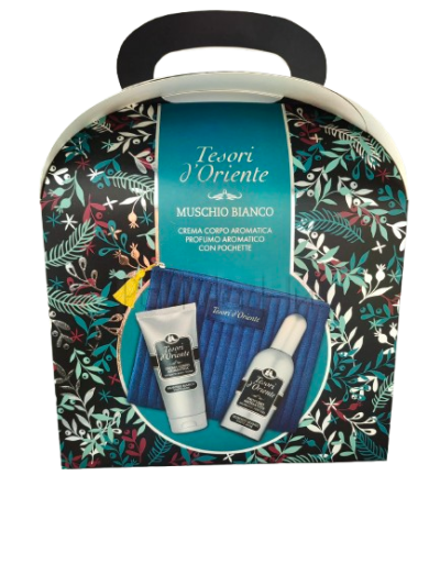 Tesori d'Oriente Muschio Bianco Компллект за Жени (Ароматна тоалетна вода 100мл + Ароматен крем за тяло 75мл + Малка дамска чанта)