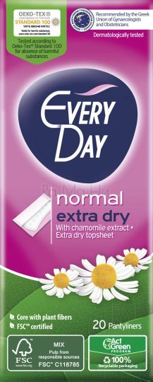 Every Day Normal Exstra Dry Ежедневни дамски превръзки с екстракт от лайка, 20 бр.
