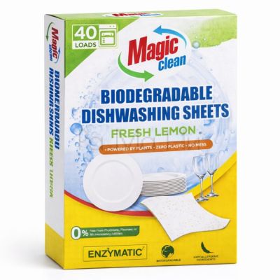 Magic Biodegradable Dishwashing Sheets Fresh Lemon Биоразградими листчета за съдомиална машина, 40 листчета