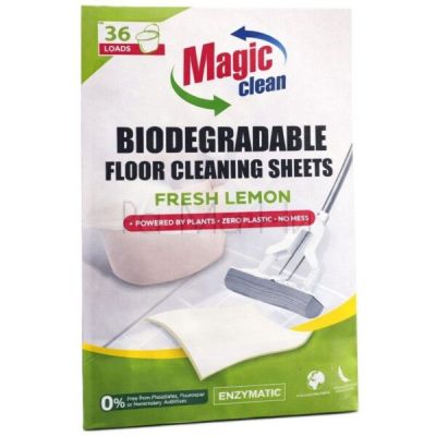 Magic Biodegradable Floor Cleaning Sheets Fresh Lemon Биоразградими листчета за подови повърхности, 36 листчета