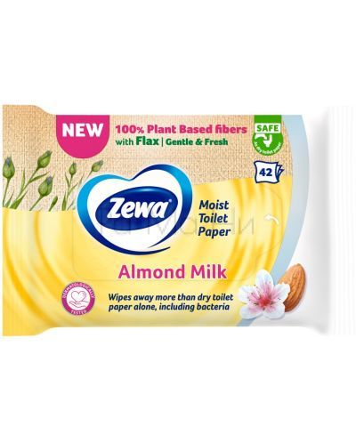 Zewa Moist Toilet Paper Almond Milk Влажна тоалетна хартия с екстракт от бадемово мляко, 42 бр